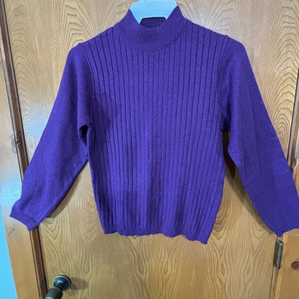 Haband Women's Purple Mock Turtleneck Neck Sweater